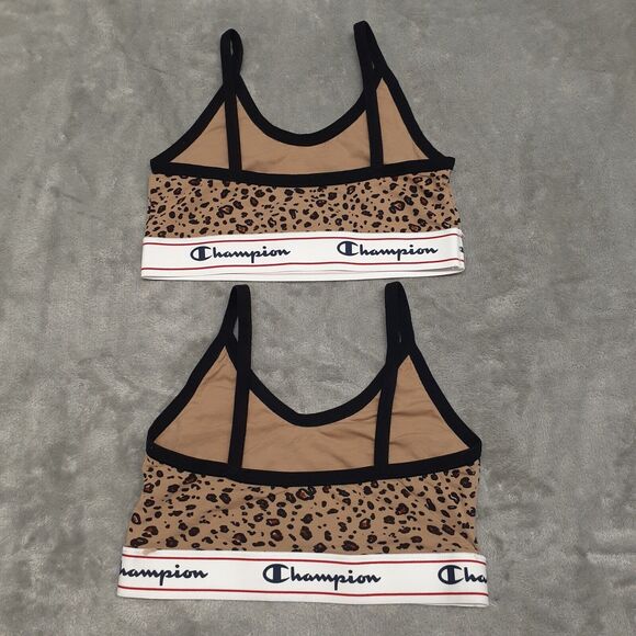 Champion 2 Womens Bralettes Moisture-wicking Cotton Stretch Animal Print Sz S - Picture 2 of 4